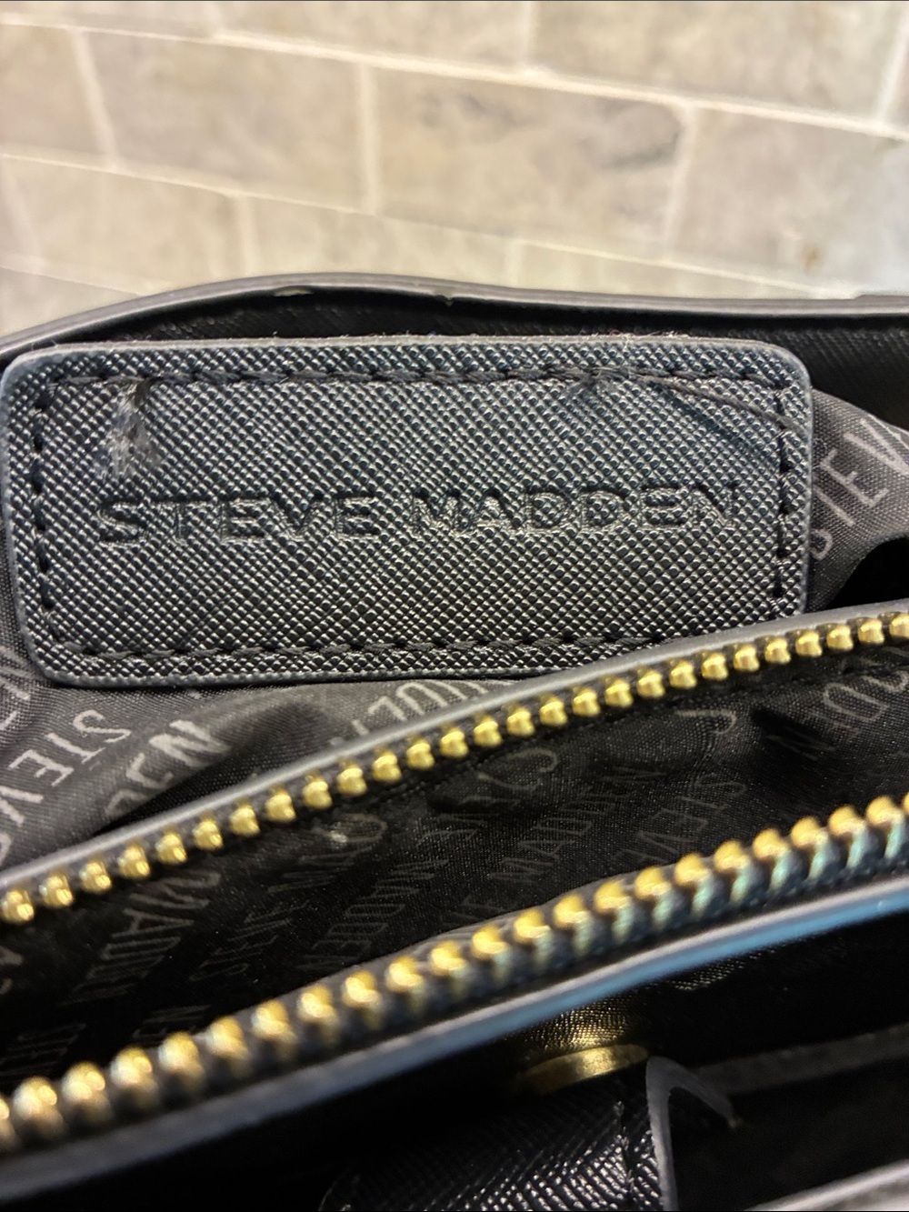 Steve Madden Black Satchel with Floral Scarf Accent.  B21 - Picture 7 of 10